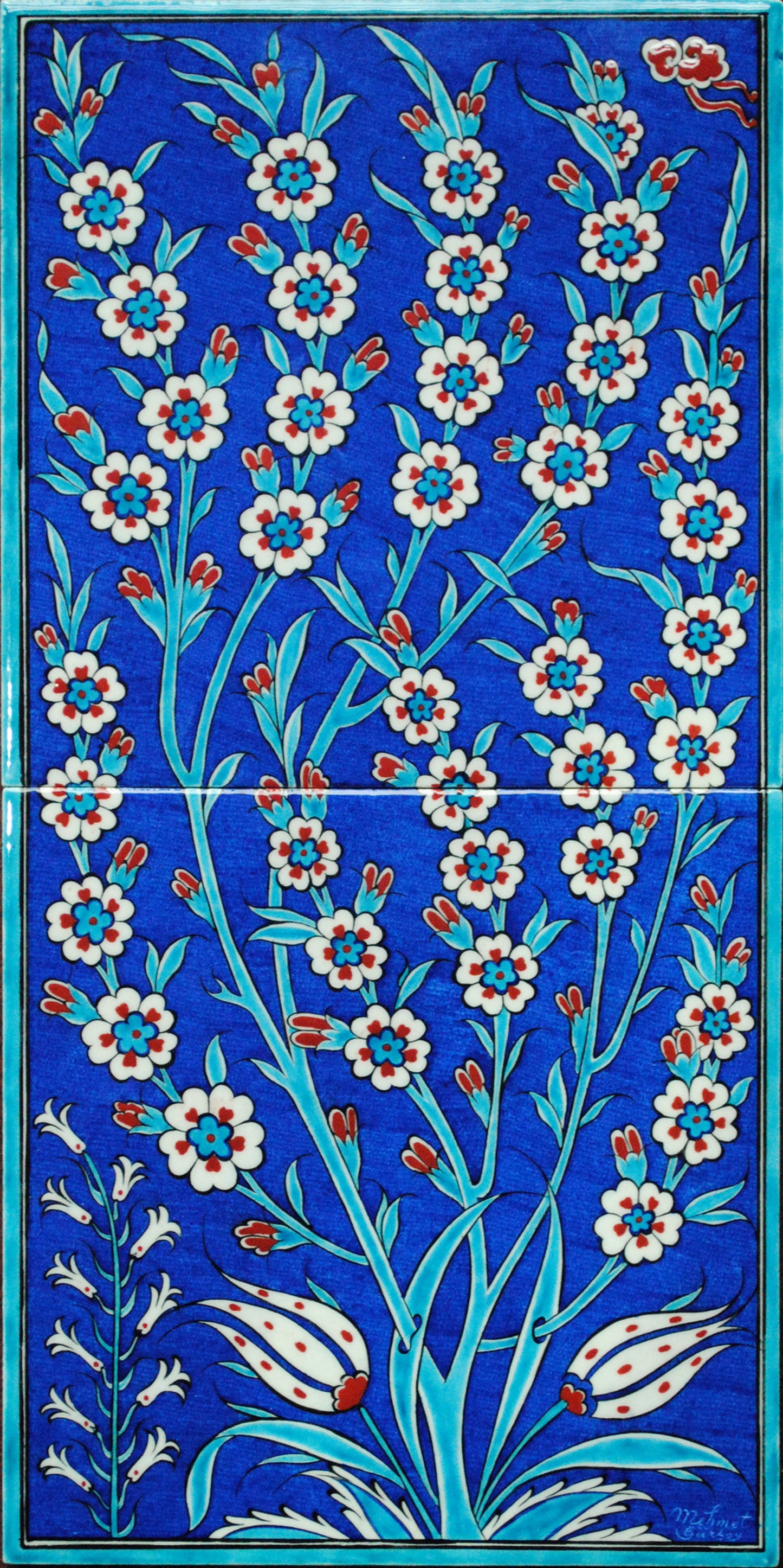 TREE OF LIFE IZNIK TILE PANEL 60 x 140 cm