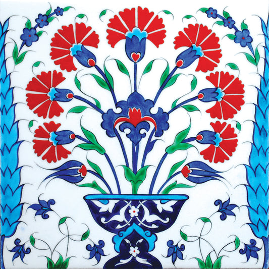 RED CARNATION IZNIK TILE