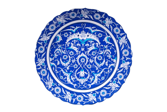 BLUE & TURQUOISE BABA NAKKAS IZNIK PLATE