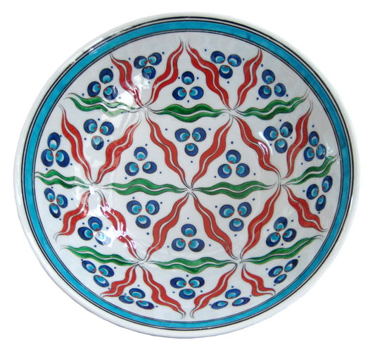 RED, TURQUOISE & GREEN CINTEMANI IZNIK BOWL