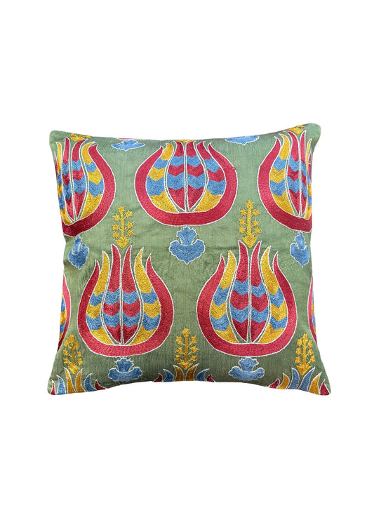 RED POMEGRANATE GREEN SUZANI CUSHION 66620