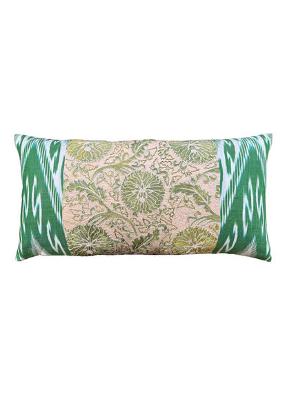 GREEN SUZANI & IKAT CUSHION 6668