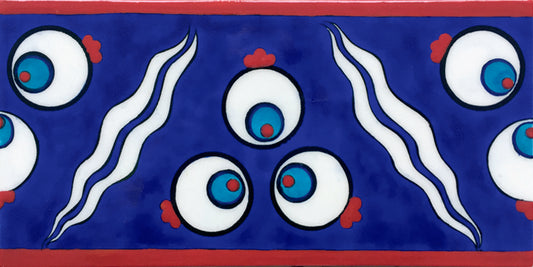 RED & BLUE CINTEMANI IZNIK TILE BORDER