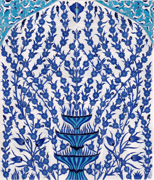 FLORAL IZNIK TILE PANEL 120 x 140 cm